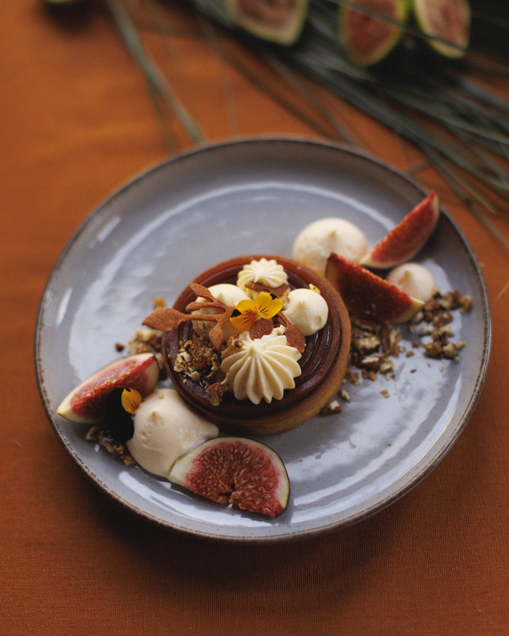 Pekándiós-fügés tarte csokoládéval